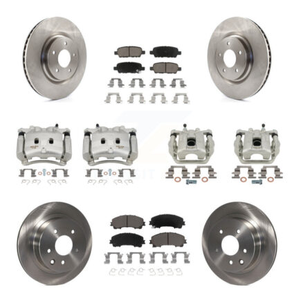 Front Rear Disc Brake Caliper Rotors And Ceramic Pads Kit (10Pc) For Nissan Rogue KC8-101134C