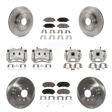 Front Rear Disc Brake Caliper Rotors And Ceramic Pads Kit (10Pc) For Nissan Rogue KC8-101138C