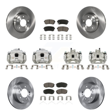 Front Rear Disc Brake Caliper Rotors And Ceramic Pads Kit (10Pc) For Hyundai Sonata KC8-101144C