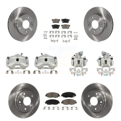 Front Rear Disc Brake Caliper Rotors And Ceramic Pads Kit (10Pc) For Honda Civic KC8-101145C