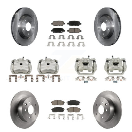 Front Rear Disc Brake Caliper Rotors And Ceramic Pads Kit (10Pc) For Nissan Altima KC8-101154C