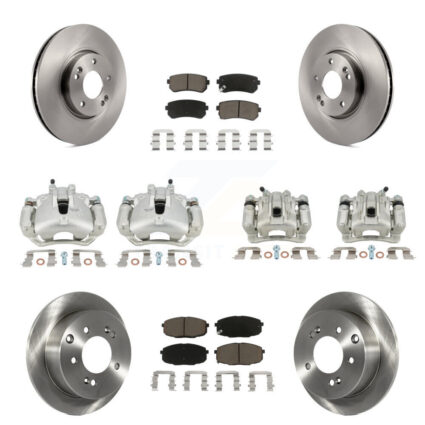 Front Rear Disc Brake Caliper Rotors And Ceramic Pads Kit (10Pc) For Kia Forte5 2.0L KC8-101159C