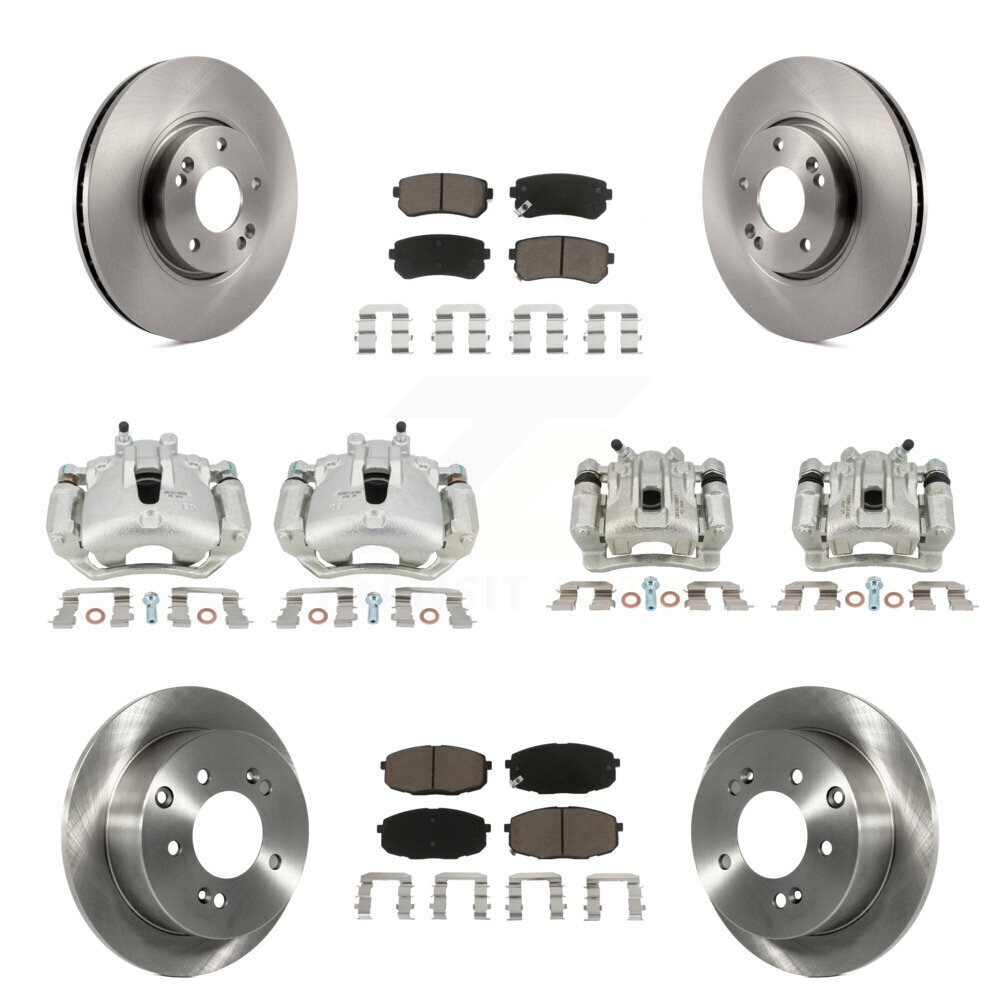 Front Rear Disc Brake Caliper Rotors And Ceramic Pads Kit (10Pc) For Kia Forte5 2.0L KC8-101159C