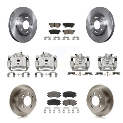 Front Rear Disc Brake Caliper Rotors And Ceramic Pads Kit (10Pc) For Hyundai Elantra KC8-101160C