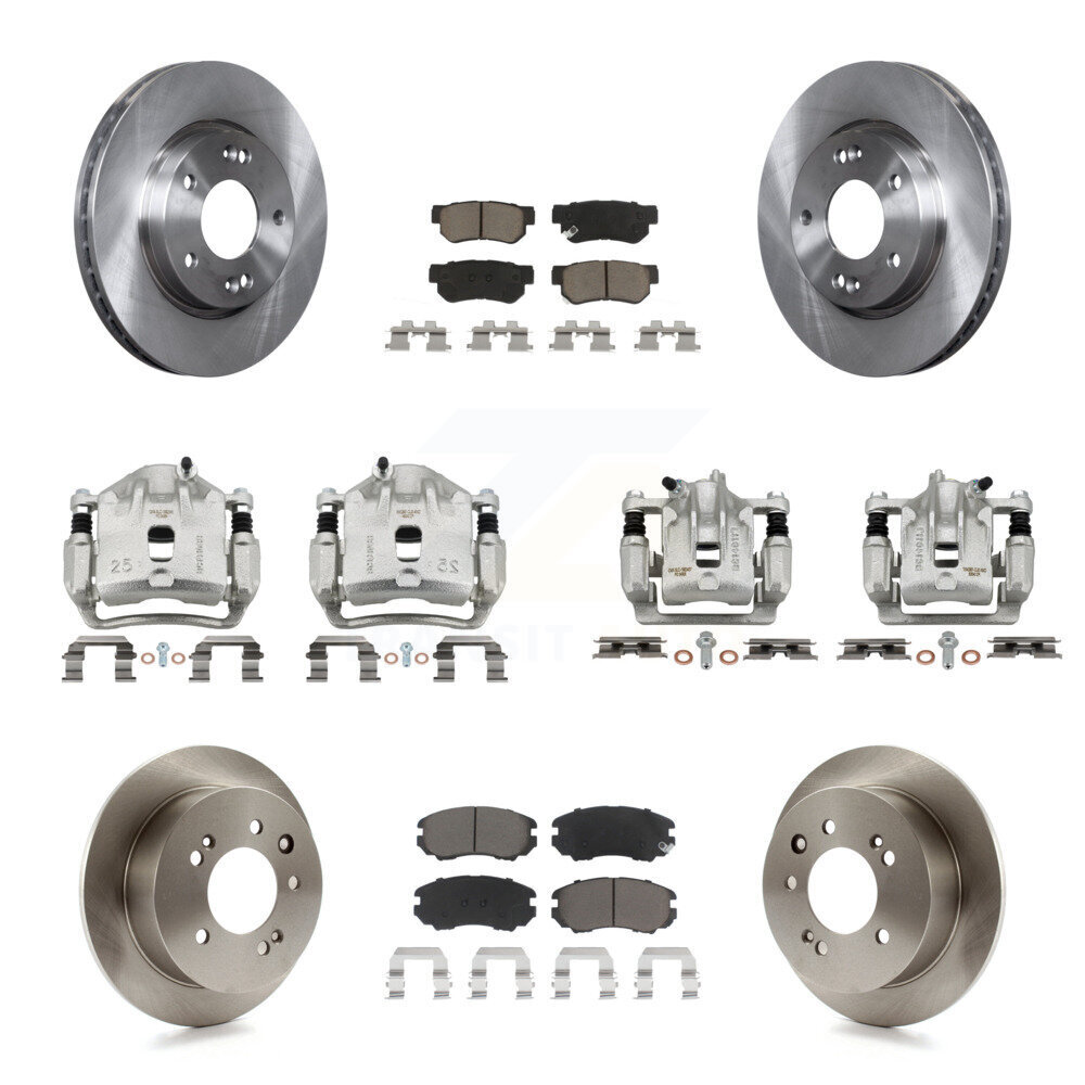 Front Rear Disc Brake Caliper Rotors And Ceramic Pads Kit (10Pc) For Hyundai Elantra KC8-101160C