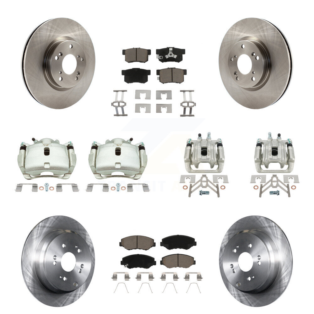 Front Rear Disc Brake Caliper Rotors And Ceramic Pad Kit (10Pc) For 2005-2006 Honda CR-V KC8-101174C