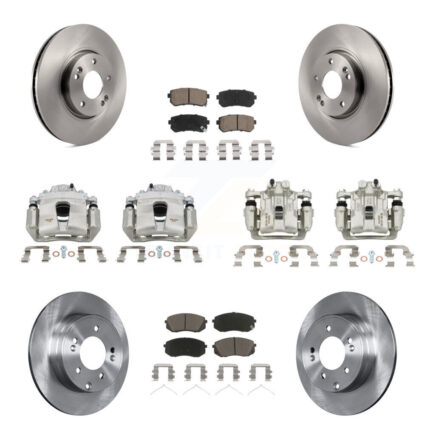 Front Rear Disc Brake Caliper Rotors And Ceramic Pads Kit (10Pc) For Hyundai Sonata KC8-101176C