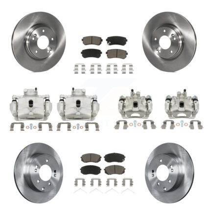 Front Rear Disc Brake Caliper Rotors And Ceramic Pads Kit (10Pc) For Hyundai Sonata KC8-101177C
