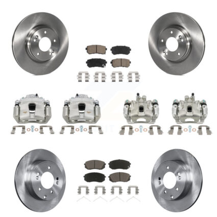 Front Rear Disc Brake Caliper Rotors And Ceramic Pads Kit (10Pc) For Kia Optima KC8-101178C