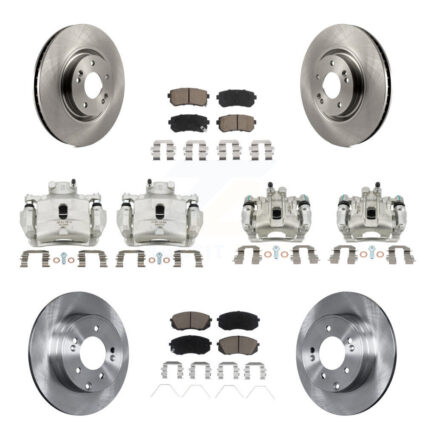 Front Rear Disc Brake Caliper Rotors And Ceramic Pads Kit (10Pc) For Kia Optima KC8-101179C