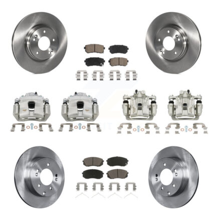 Front Rear Disc Brake Caliper Rotors And Ceramic Pads Kit (10Pc) For Kia Optima KC8-101180C