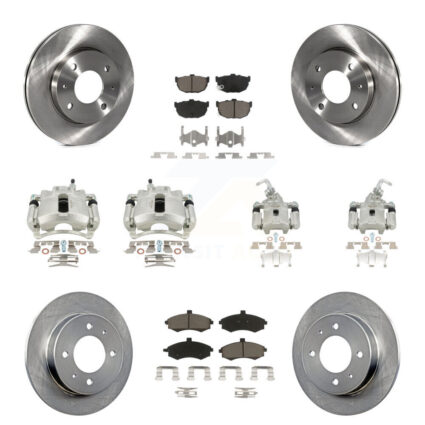 Front Rear Disc Brake Caliper Rotors And Ceramic Pads Kit (10Pc) For Hyundai Elantra KC8-101187C