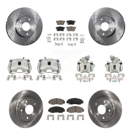 Front Rear Disc Brake Caliper Rotors And Ceramic Pads Kit (10Pc) For Acura CSX KC8-101200C