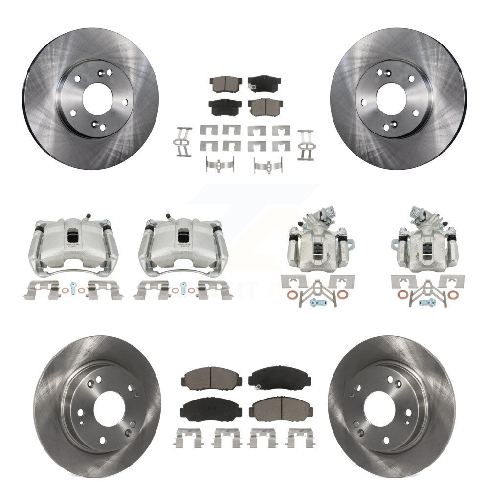 Front Rear Disc Brake Caliper Rotors And Ceramic Pads Kit (10Pc) For Acura CSX KC8-101200C