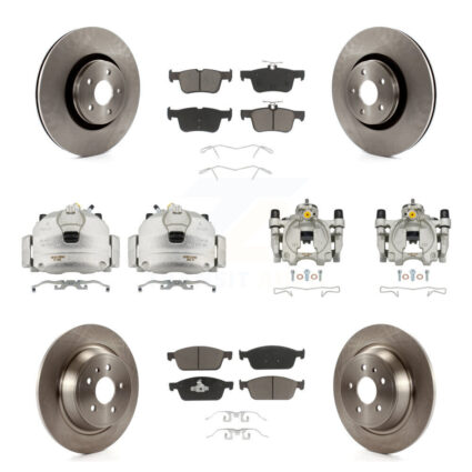 Front Rear Disc Brake Caliper Rotors And Ceramic Pads Kit (10Pc) For Lincoln MKC KC8-101218C