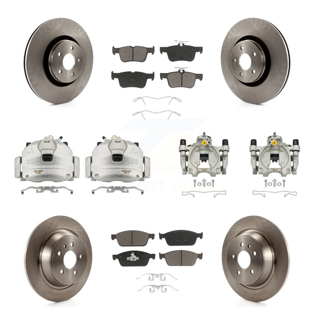 Front Rear Disc Brake Caliper Rotors And Ceramic Pads Kit (10Pc) For Lincoln MKC KC8-101218C