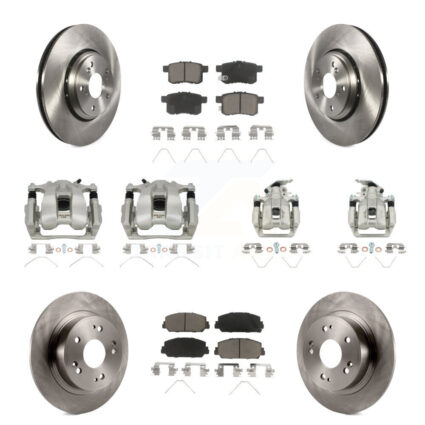 Front Rear Disc Brake Caliper Rotors And Ceramic Pads Kit (10Pc) For Honda Accord KC8-101223C