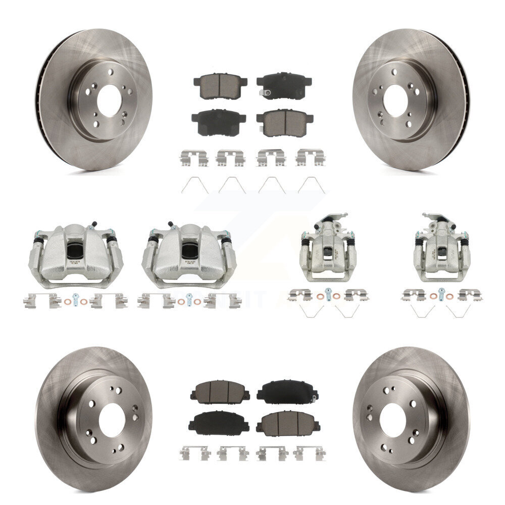 Front Rear Disc Brake Caliper Rotors And Ceramic Pads Kit (10Pc) For Honda Accord KC8-101224C
