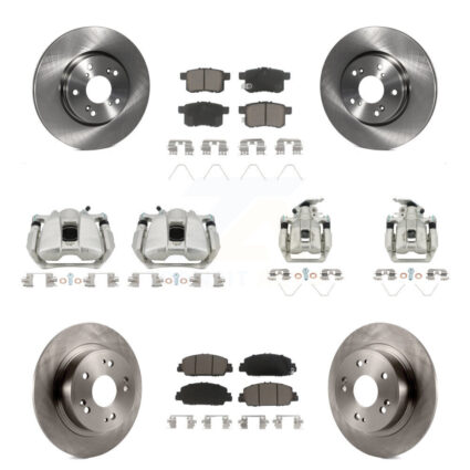 Front Rear Disc Brake Caliper Rotors And Ceramic Pads Kit (10Pc) For Honda Accord KC8-101225C