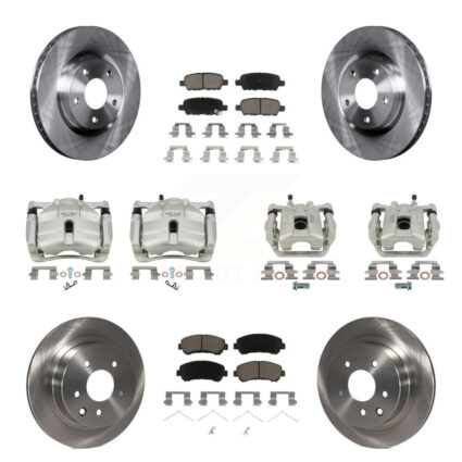 Front Rear Disc Brake Caliper Rotors And Ceramic Pads Kit (10Pc) For Nissan Rogue Select KC8-101238C