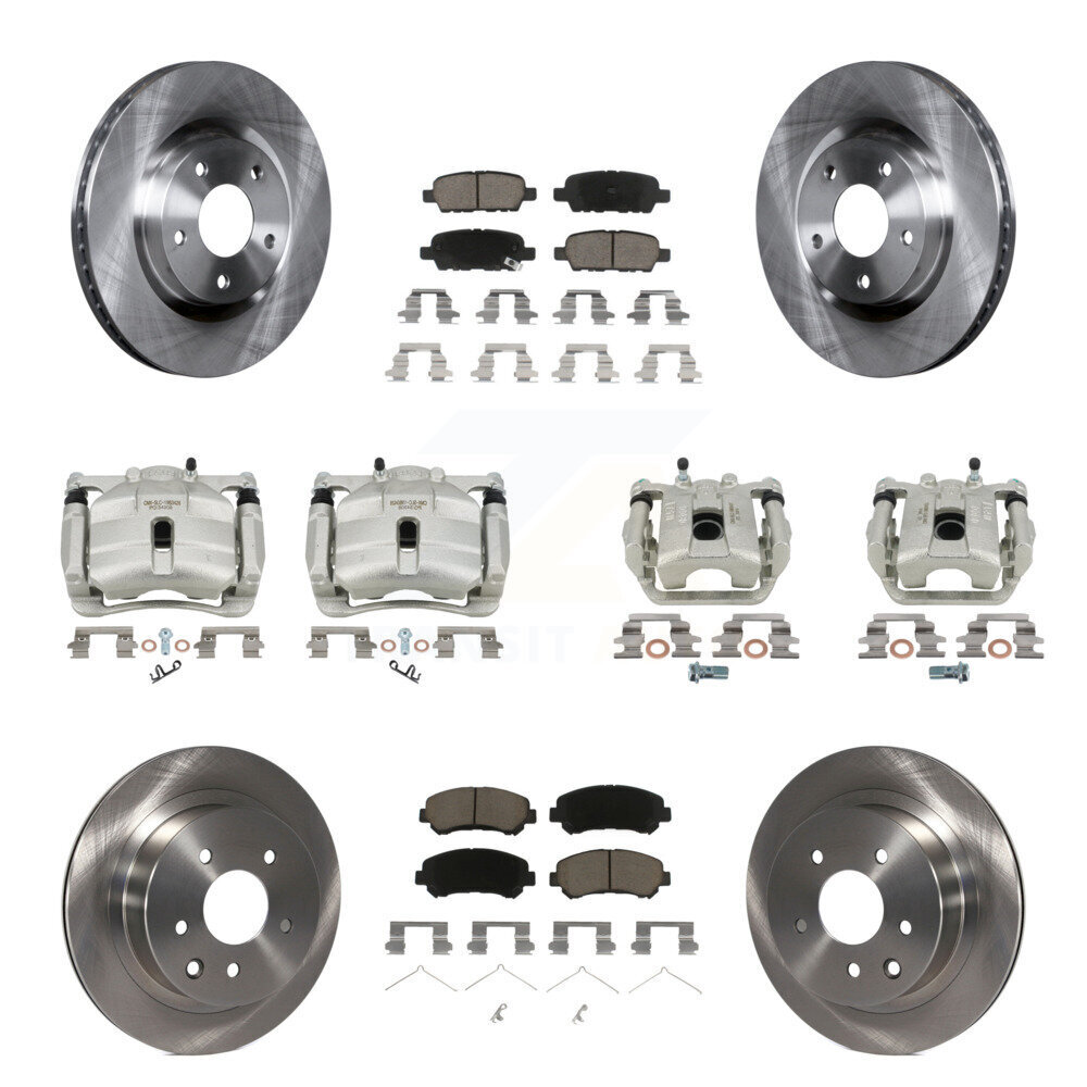 Front Rear Disc Brake Caliper Rotors And Ceramic Pads Kit (10Pc) For Nissan Rogue Select KC8-101238C