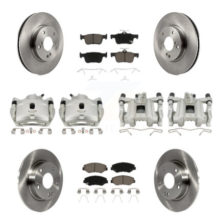 Front Rear Disc Brake Caliper Rotors And Ceramic Pads Kit (10Pc) For Honda Civic KC8-101239C