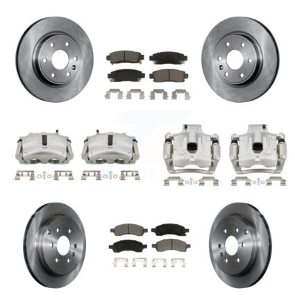 Front Rear Disc Brake Caliper Rotors Ceramic Pad Kit (10Pc) For GMC Acadia Buick Enclave KC8-101242C
