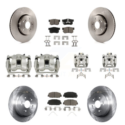 Front Rear Disc Brake Caliper Rotors And Ceramic Pads Kit (10Pc) For 2016-2018 Acura RDX KC8-101243C