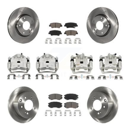 Front Rear Disc Brake Caliper Rotors And Ceramic Pads Kit (10Pc) For 2012-2013 Kia Soul KC8-101257C