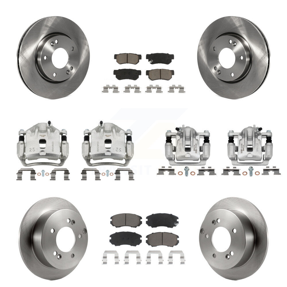 Front Rear Disc Brake Caliper Rotor Ceramic Pad Kit (10Pc) For Hyundai Sonata Kia Optima KC8-101258C
