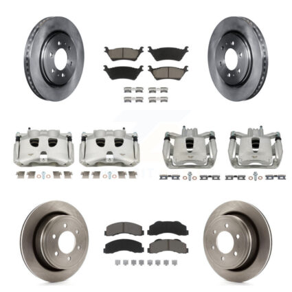 Front Rear Disc Brake Caliper Rotors And Ceramic Pads Kit (10Pc) For Ford F-150 KC8-101283C