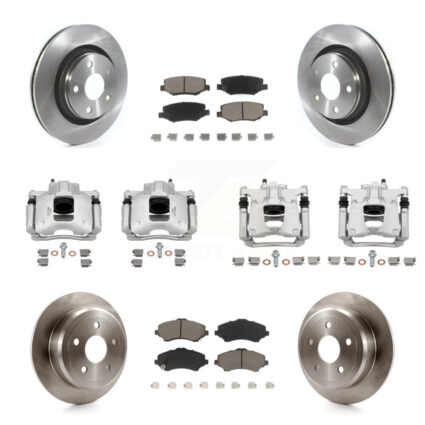 Front Rear Disc Brake Caliper Rotors And Ceramic Pads Kit (10Pc) For Jeep Wrangler KC8-101306C