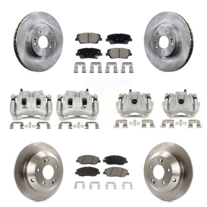 Front Rear Disc Brake Caliper Rotors Ceramic Pad Kit (10Pc) For Hyundai Santa Fe XL 3.3L KC8-101335C