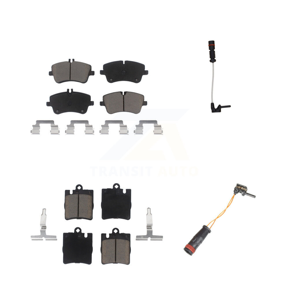 Front Rear Ceramic Brake Pads Wear Sensor Kit For 03 Mercedes-Benz CLK320 Coupe with 3.2L KCW-100039