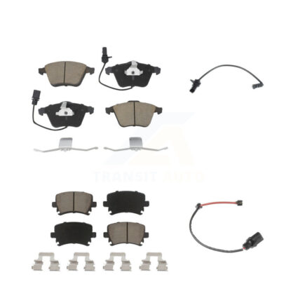 Front Rear Ceramic Disc Brake Pads And Extra Wear Sensors Kit For 2011 Audi A6 KCW-100054