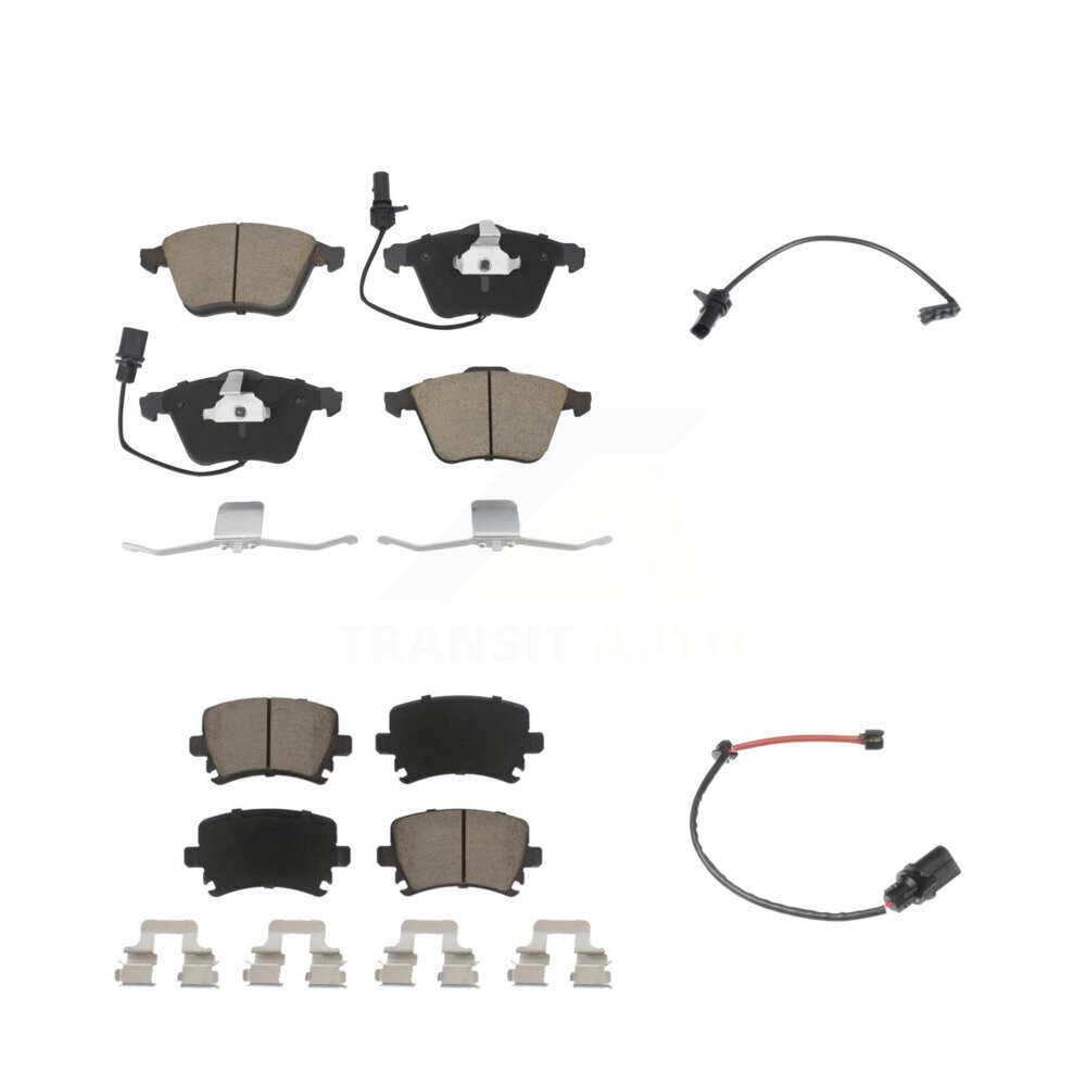 Front Rear Ceramic Disc Brake Pads And Extra Wear Sensors Kit For 2011 Audi A6 KCW-100054