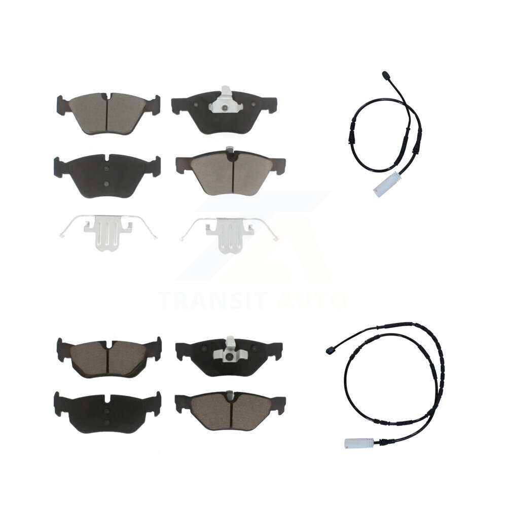 Front Rear Ceramic Disc Brake Pads And Wear Sensors Kit For 2013 BMW 128i 3.0L KCW-100077