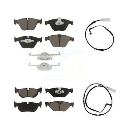 Front Rear Ceramic Disc Brake Pads And Wear Sensors Kit For 2008 BMW 328i 3.0L KCW-100079