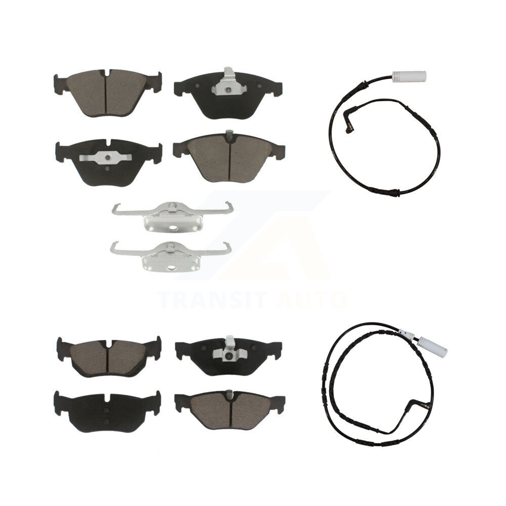 Front Rear Ceramic Disc Brake Pads And Wear Sensors Kit For 2008 BMW 328i 3.0L KCW-100079
