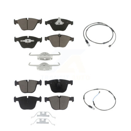 Front Rear Ceramic Disc Brake Pads And Wear Sensors Kit For 2010 BMW 535i Base with 3.0L KCW-100106