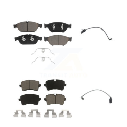 Front Rear Ceramic Disc Brake Pads And Wear Sensors Kit For Audi A6 Quattro A7 KCW-100109