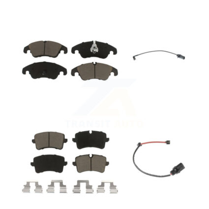 Front Rear Ceramic Disc Brake Pads And Wear Sensors Kit For 2012 Audi A6 KCW-100111