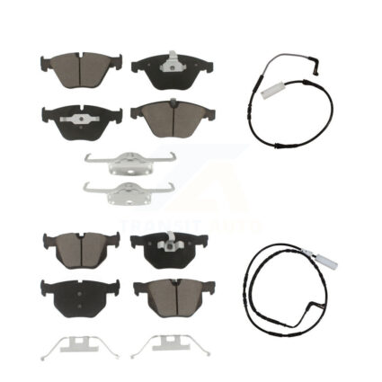 Front Rear Ceramic Disc Brake Pads And Wear Sensors Kit For BMW 335i 335d 3.0L KCW-100136