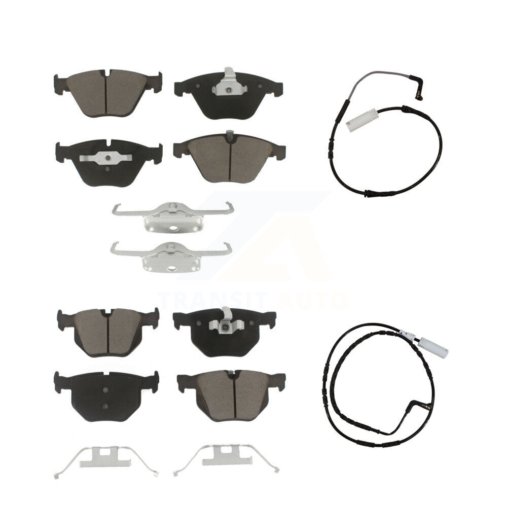 Front Rear Ceramic Disc Brake Pads And Wear Sensors Kit For BMW 335i 335d 3.0L KCW-100136