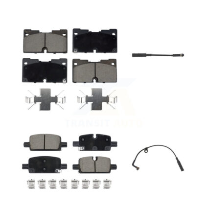 Front Rear Ceramic Brake Pad & Wear Sensor Kit For GMC Chevrolet Silverado 1500 Sierra XL KCW-100144