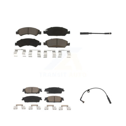 Front Rear Ceramic Brake Pad & Wear Sensor Kit For Chevrolet Silverado 1500 LD GMC Sierra KCW-100145