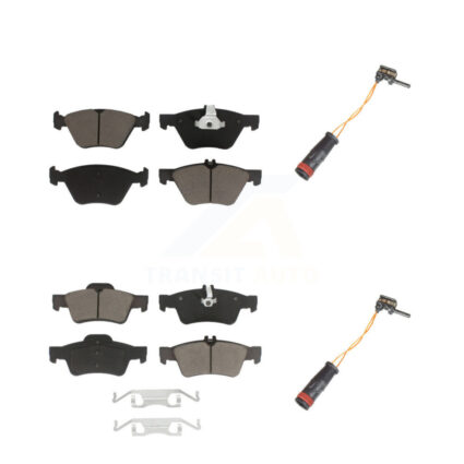 Front Rear Ceramic Disc Brake Pads And Wear Sensors Kit For Mercedes-Benz E350 E300 KCW-100151