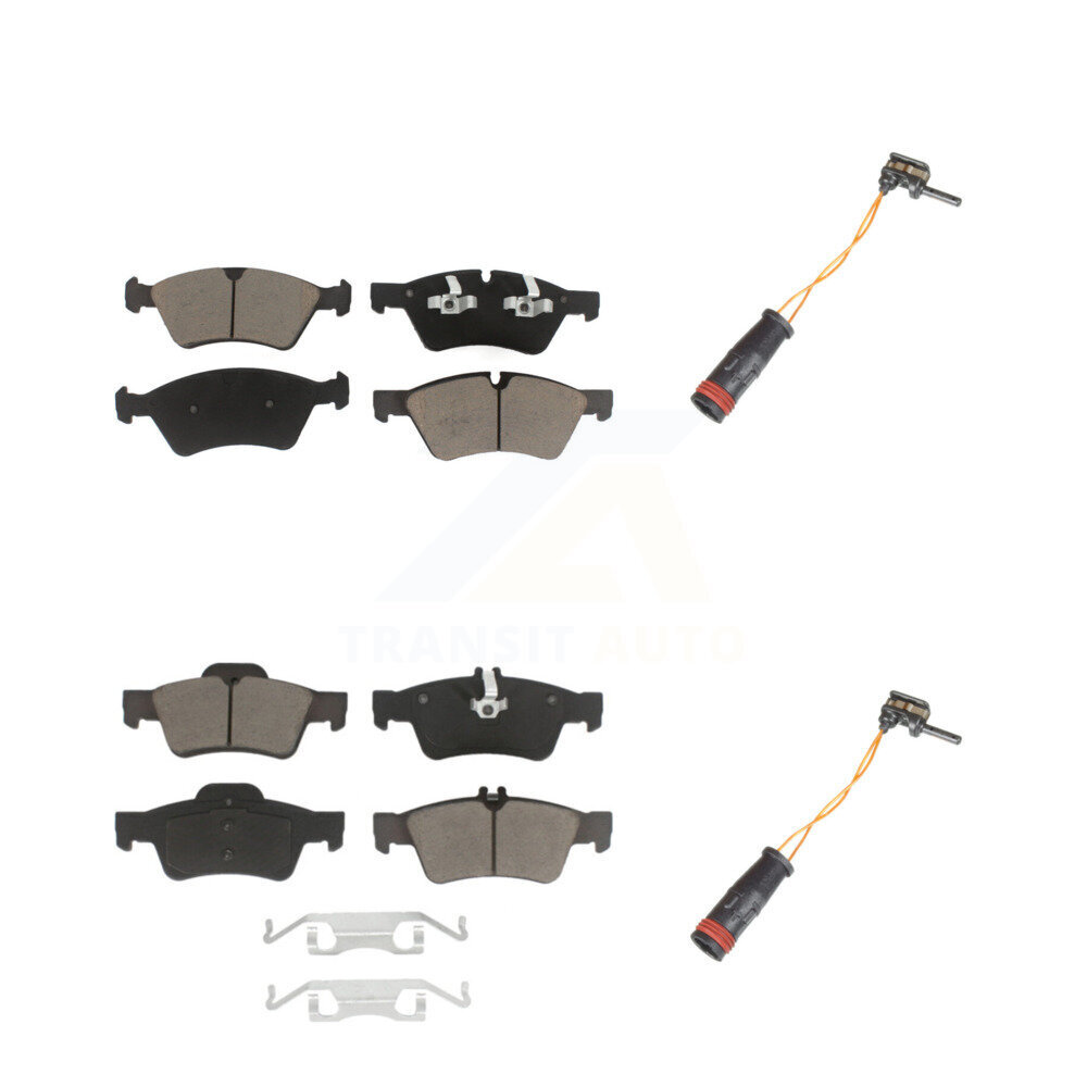 Front Rear Ceramic Disc Brake Pads And Wear Sensors Kit For Mercedes-Benz E350 AWD KCW-100152