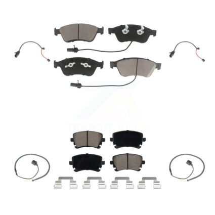 Front Rear Ceramic Disc Brake Pads And Extra Wear Sensors Kit For 2011 Audi S6 5.2L KCW-100192