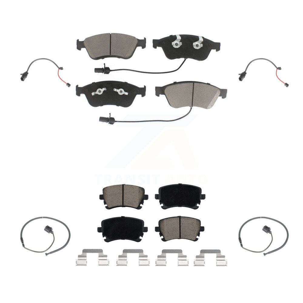 Front Rear Ceramic Disc Brake Pads And Extra Wear Sensors Kit For 2011 Audi S6 5.2L KCW-100192
